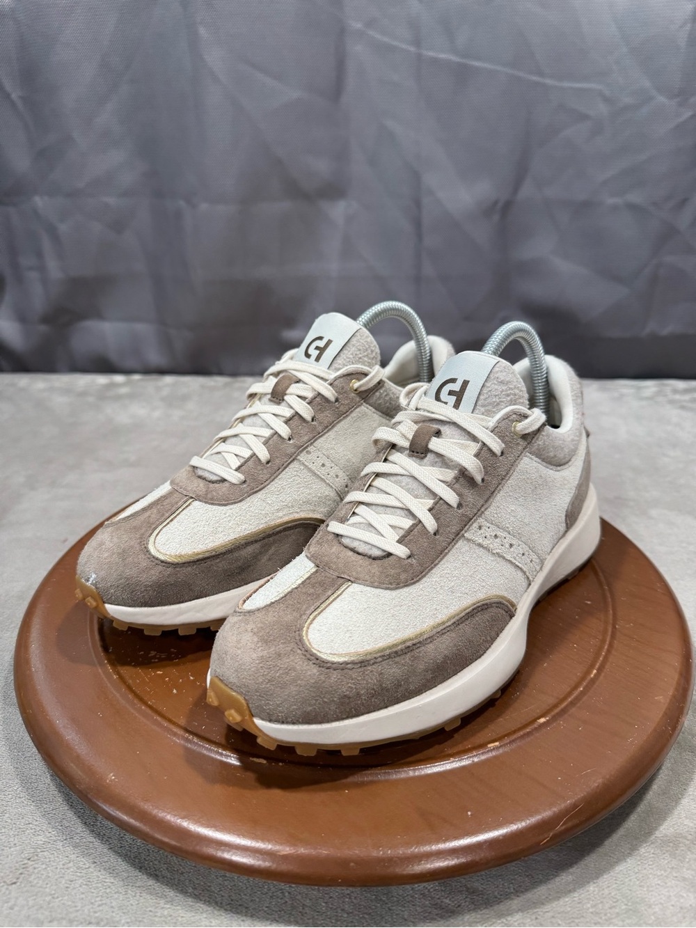 Cole Haan Women's Beige & Cream Suede Sneakers - Picture 1 of 11